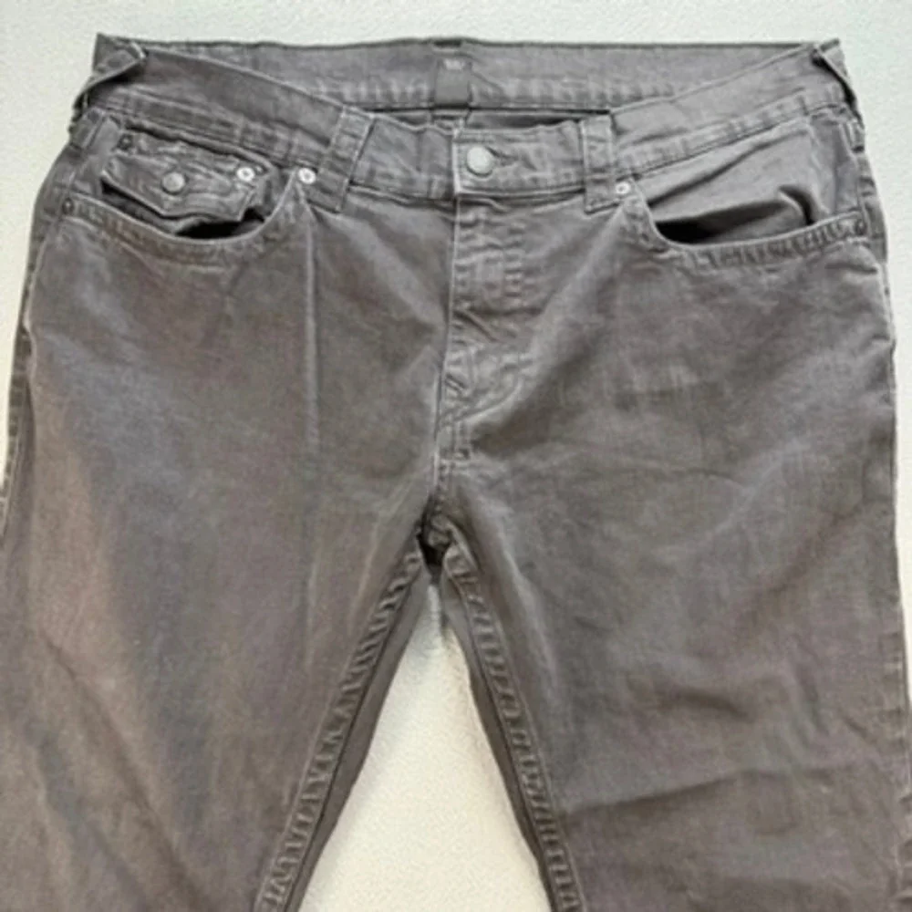 True Religion Jeans Mens 38 Black Geno Slim Flap Pocket Horseshoe Stitching